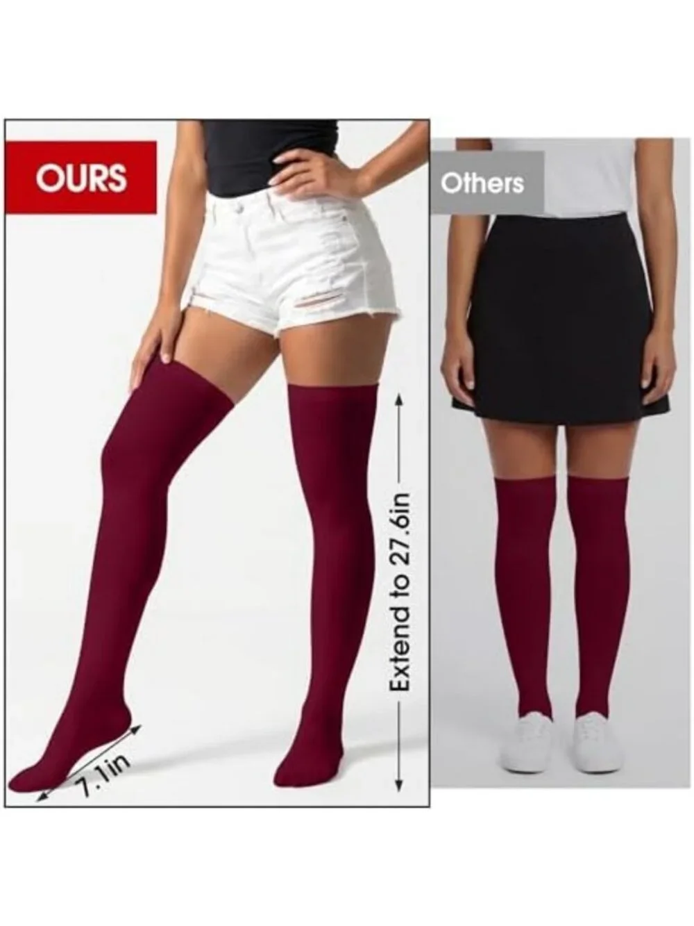 6 Pairs Women's Thigh High Socks - Extra Long Knit Over Knee Stockings for
